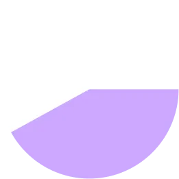 A simple circular graphic is divided into two contrasting sections. The upper portion is white, while the lower portion is filled with a soft lavender color. The dividing line is diagonal, creating a dynamic, modern look. The design is minimal and flat, suitable for use as an icon or abstract infographic element.